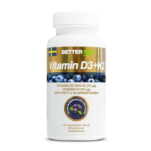 Better You Vitamin D3+K2, 60 caps, Vitaminer
