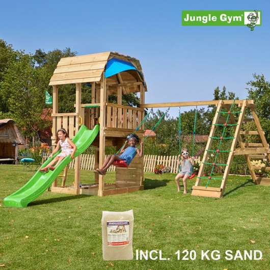 Jungle Gym Barn lektorn komplett inkl. Climb 120 kg sand, Klätterställning